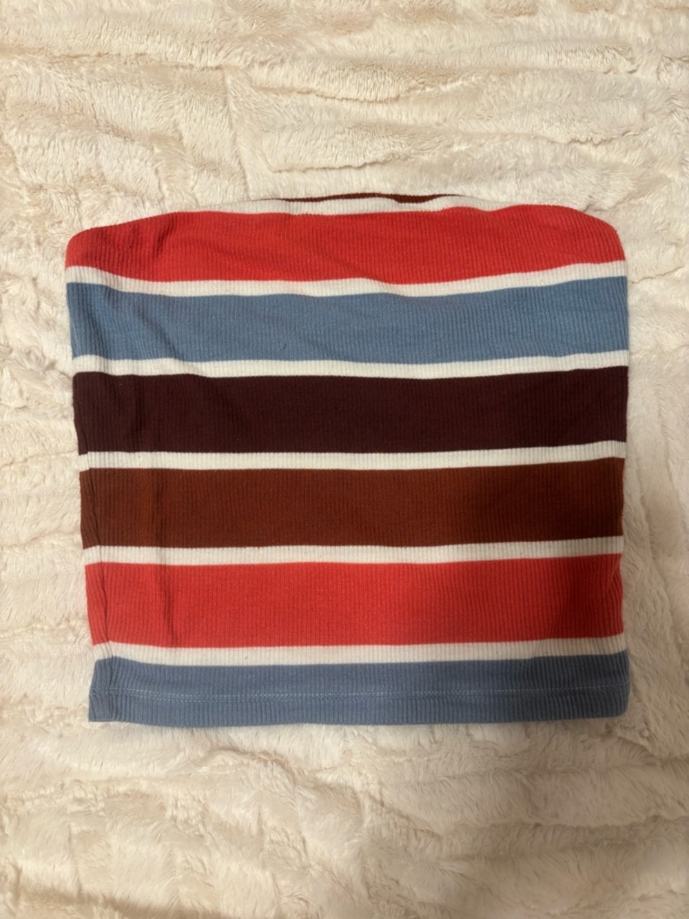 American Eagle Outfitters Striped Ribbed Tube Top in Blue, Brown, Coral & White